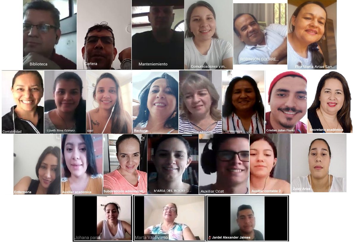 Gim_Superior's tweet photo. Nuestro equipo de trabajo del área Administrativa y Servicios de Apoyo, sigue desde sus hogares comprometidos con sus labores. Hoy participaron de una reunión virtual sobre el manejo del estrés en tiempos de confinamiento. https://t.co/CjLbpc2QWf