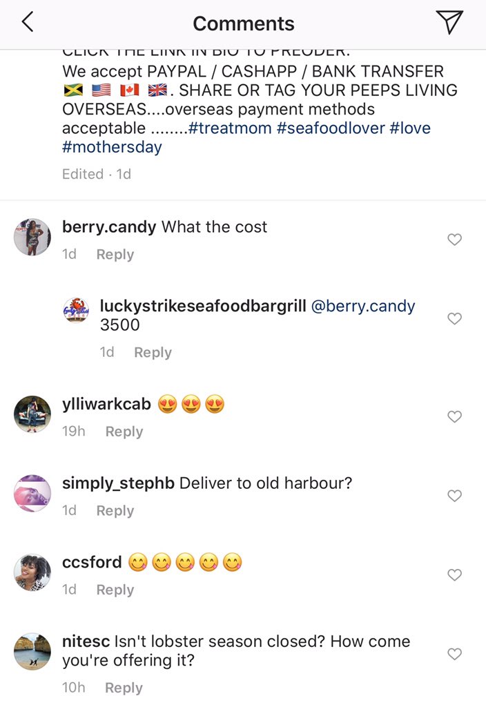 wildlifejamaica's tweet photo. It’s May 4 ,It seems Lucky Strike Bar &amp; Grill is unaware Lobster season is closed until July 1 @micafjamaica @JamaicaConstab @jamentrust @nepajamaica @floydgreenja @AudleyShaw  @Petchary @Sparkiebaby 
Better public ed needed ? 🤷‍♂️
1 person in comments seems to know,everyone else? https://t.co/LHDGBlZGfJ