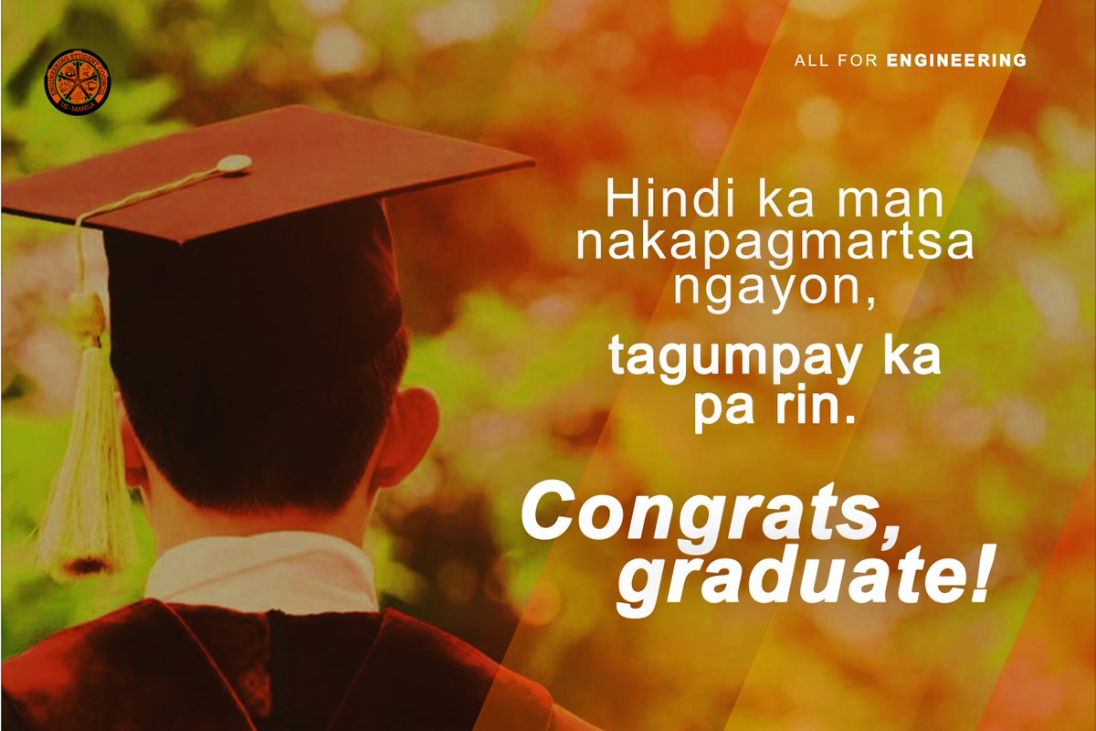 UEMLAENSC's tweet photo. "Totoong nakakapagod ang paglalakbay, pero maganda ang tanawin sa taas. At sa wakas, makikita mo na rin."
ENSC congratulates all supposedly-graduates of Batch 2020.
READ HERE: https://t.co/3SyhdNzkZO
Congratulations, still, graduates! 🧡 #AllForEngineering https://t.co/kwidhAQ8cC