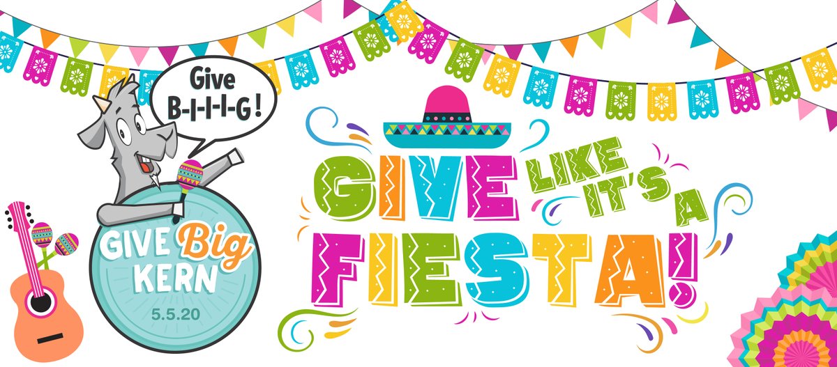 GIVEBIGKERN's tweet photo. Hey, Kern County! Guess what tomorrow is? #GiveBigKern Day! Cinco de Mayo, B-a-a-a-b-y! Time to Give Like It's a Fiesta! But why wait till tomorrow when you can already give on https://t.co/kJvhX38uzl! Just go there, find your passion and Give B-i-i-i-g! Local Charities Need You! https://t.co/VP68xBeUhH
