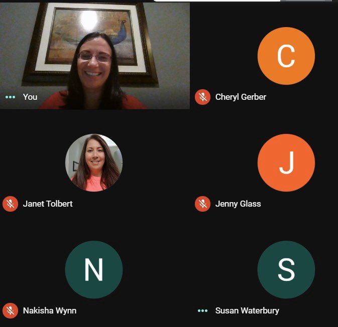 DrBridgetJordan's tweet photo. I had a great time gathering (virtually ;) with these amazing individuals today to discuss gifted identification and scheduling practices. Thanks so much for all you do to support HCS students! #ExpectCommitmentHCS #BetterTogetherHCS https://t.co/3YJwaYreFI