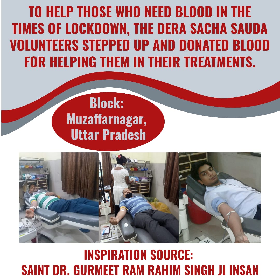 gagni1925's tweet photo. In today's era, when brother hesitates to donate blood for brother, @derasachasauda volunteers donating blood to #SavingLivesInLockdown, Specially for thalassemia and cancer patients.
Such a great passion to serve humanity ❤️👏 https://t.co/VocWlM4BJm
