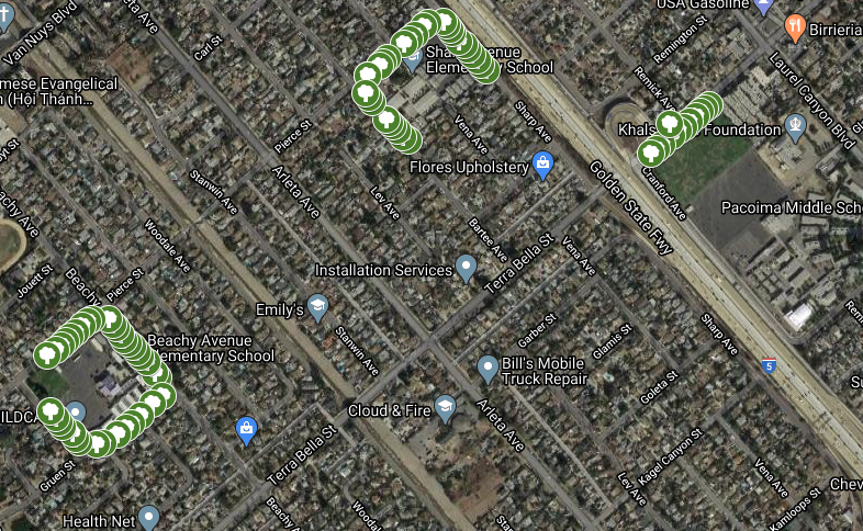 LACitySAN's tweet photo. Great news #Pacoima & #Arleta! On 5/22, we'll begin planting 77 #trees near Sharp ES/Beachy ES/Pacoima MS! Using $ from #ShadeLA grant & partnering w @BSSLosAngeles & @LACorps, we'll cut tree wells, plant trees, & maintain a watering schedule... providing jobs for young adults! https://t.co/Kp6fPkbQoH