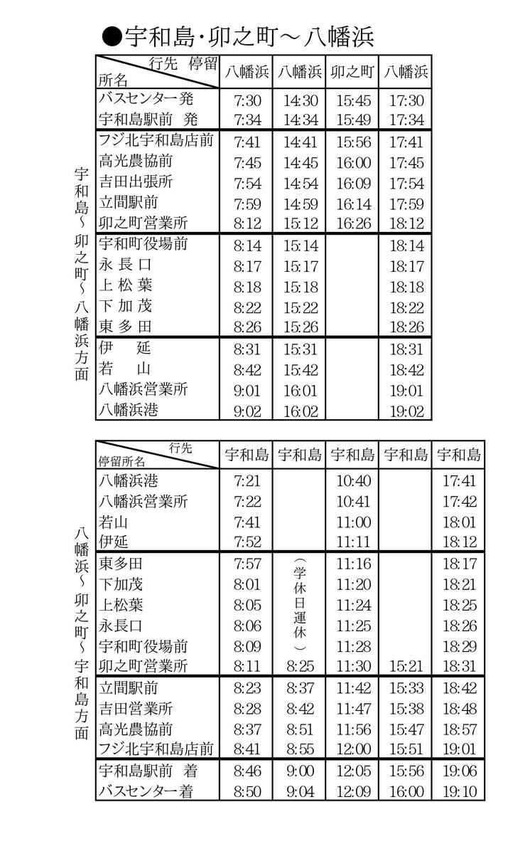 宇和島自動車の昔の時刻表を残していたのは貴重な資料かもしれない