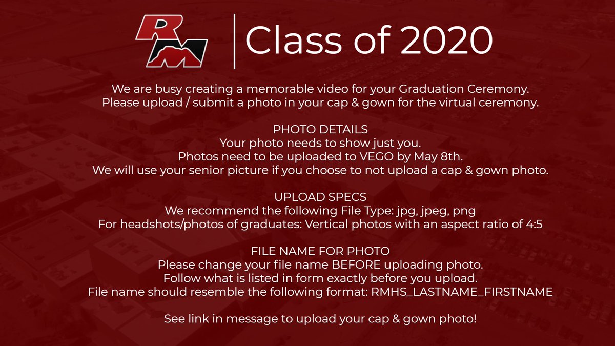 RedMtnLions's tweet photo. SENIORS - MEMORABLE VIDEO FOR YOUR 2020 GRADUATION-Submissions must be in by May 8th.  
https://t.co/YuKbtKc6Fi

#Seniors2020 #TheRedMtnWay #GoLions https://t.co/xDY1RDOB3u