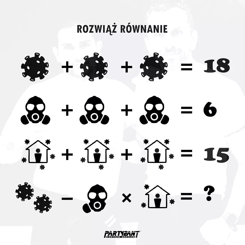cspartyzant's tweet photo. Zagadka mentalna 😜 Wynik podajcie w komentarzu. Jesteśmy ciekawi jak Wy ją rozwiążcie.

#cspartyzant #kravmagawarszawa #warszawa #trening #zagadka #kwarantanna #bedziedobrze https://t.co/m93gJI1nI2
