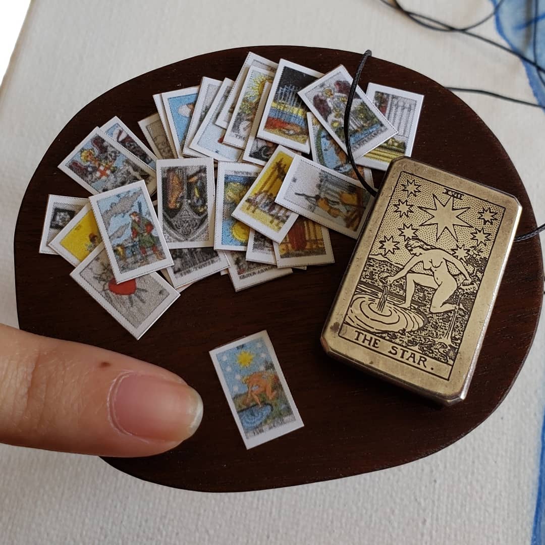 Ketsia on Twitter: "The Star mini tarot card & my Star pendant. You can  make your own set of miniature tarot cards with a free printable &  tutorial I offer on my