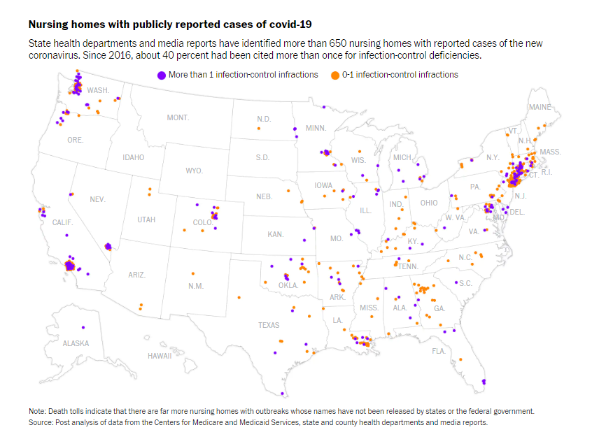 4/The new  @CDCgov forecast also shows surges ahead in areas that have reported  #COVID19 outbreaks in nursing homes.MORE https://www.washingtonpost.com/business/2020/04/17/nursing-home-coronavirus-deaths/?arc404=true