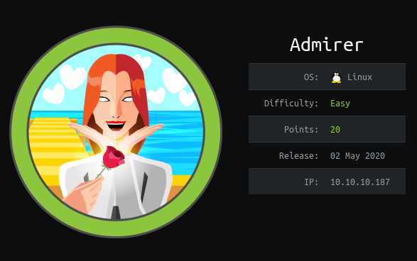 0xGreen3's tweet photo. Admirer @admirer from @hackthebox_eu rooted!! Great box! was stuck at couple of place but at the end it was a great journey. Learned 3 new solid concepts. #pwned #thankyou #hackthebox #baaz #hacking #hackers #april #april2020 #redteam #year2020 #HackTheBox #hack #hackingForFun https://t.co/iBrv9usGaG