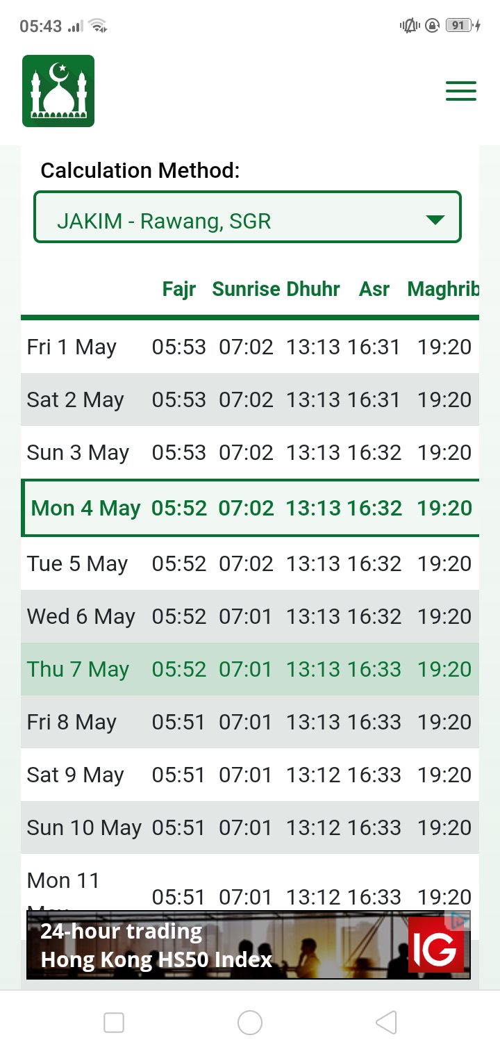 Azan maghrib rawang