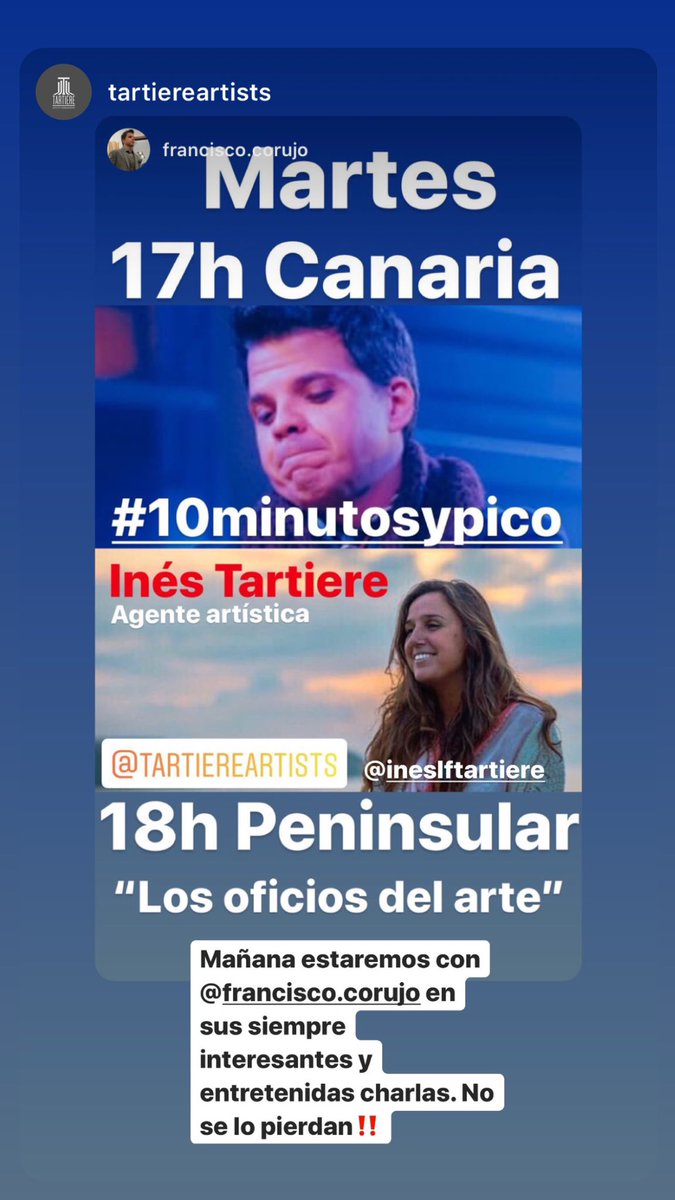 TartiereM's tweet photo. Mañana a las 18 estaremos con Pancho Corujo, no se lo pierdan‼️ https://t.co/rWe1Nca0cN