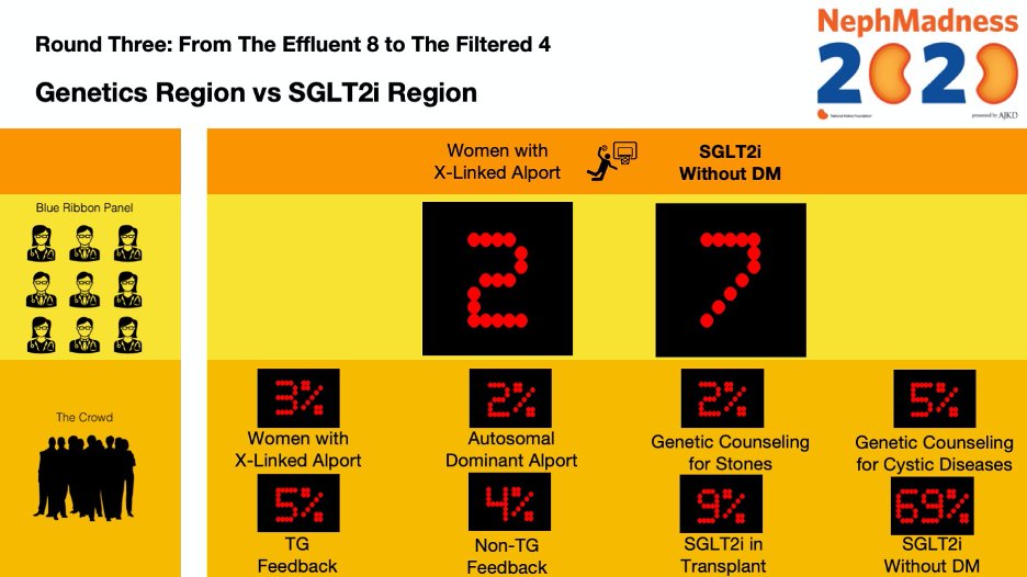 AJKDonline's tweet photo. #NephMadness #Filtered4 Results:

SGLT2i Without DM wins 7-2 over 
Women with X-Linked Alport

#SGLT2iRegion: https://t.co/Z1dZHqqelf
@BetterCallSeeth @jardine_meg @kidney_boy

#GeneticsRegion: https://t.co/otDpeLLRnU 
@bethany_roehm @rheault_m @anna_burgner https://t.co/Tj07PHDJ5Q