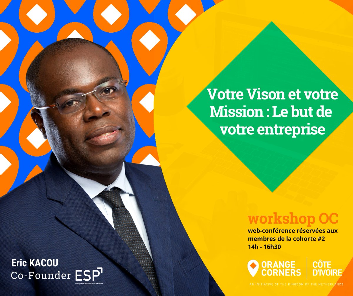 OrangeCornersCI's tweet photo. 🇨🇮 #OCWorkshop : Comment définir une vision et une mission claire pour sa startup en ligne ?
Pour en savoir plus, nous recevons M. @eric_kacou Co-Founder de @es_partners.
Thème : Votre vision et votre mission : le but de votre entreprise.
#OCcotedivoire #ESPartners #Entrepreneur https://t.co/Rpo13hhrpb