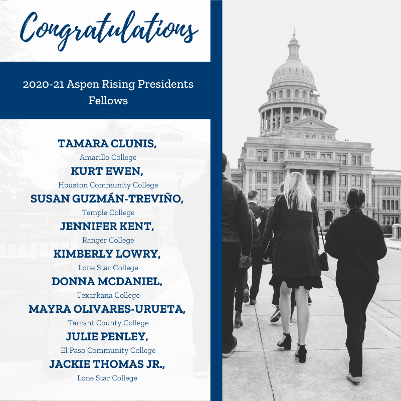 TACC_News's tweet photo. NINE of the 2020-21 Aspen Rising Presidents Fellows are from our #TXcommunitycolleges! These individuals are commended for taking strategic risks, leading teams, cultivating partnerships, &amp; focusing on student access and success. 

View full list here: https://t.co/LFqC2bEDi1 https://t.co/kPFiFqK7xC