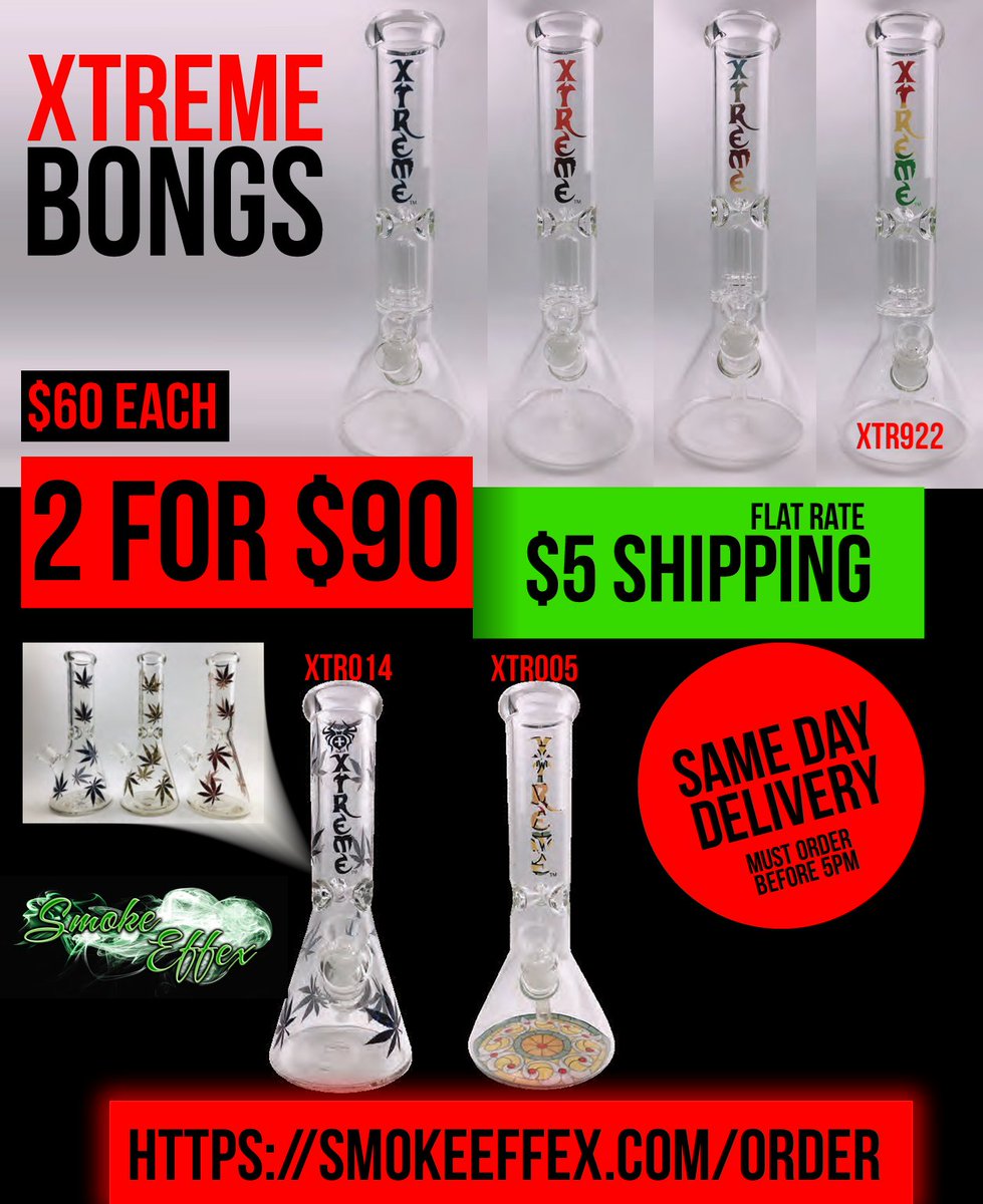 SmokeEffex's tweet photo. New Sale - Xtreme Bongs NOW $60 Each or get two for $90. Same day delivery on order placed before 5PM for flat $5.

https://t.co/dM8fF9mtTv

#bongs #ottawa #ottawaphoto #myoottawa #ottawatoday #ottawanews #ottawadeals #ottawasmoke #ottawaweed #xtremebongs #glassbongs https://t.co/rCMLyEG4cH