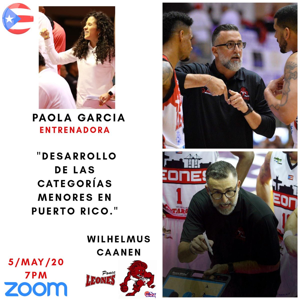 Mañana estaremos vía Zoom 🎥👀 con el entrenador Puertorriqueño y Ponceño del BSN,Leones de Ponce 🏀🦁hablándonos sobre el desarrollo de las categorías menores⛹🏻‍♂️ en Puerto Rico.