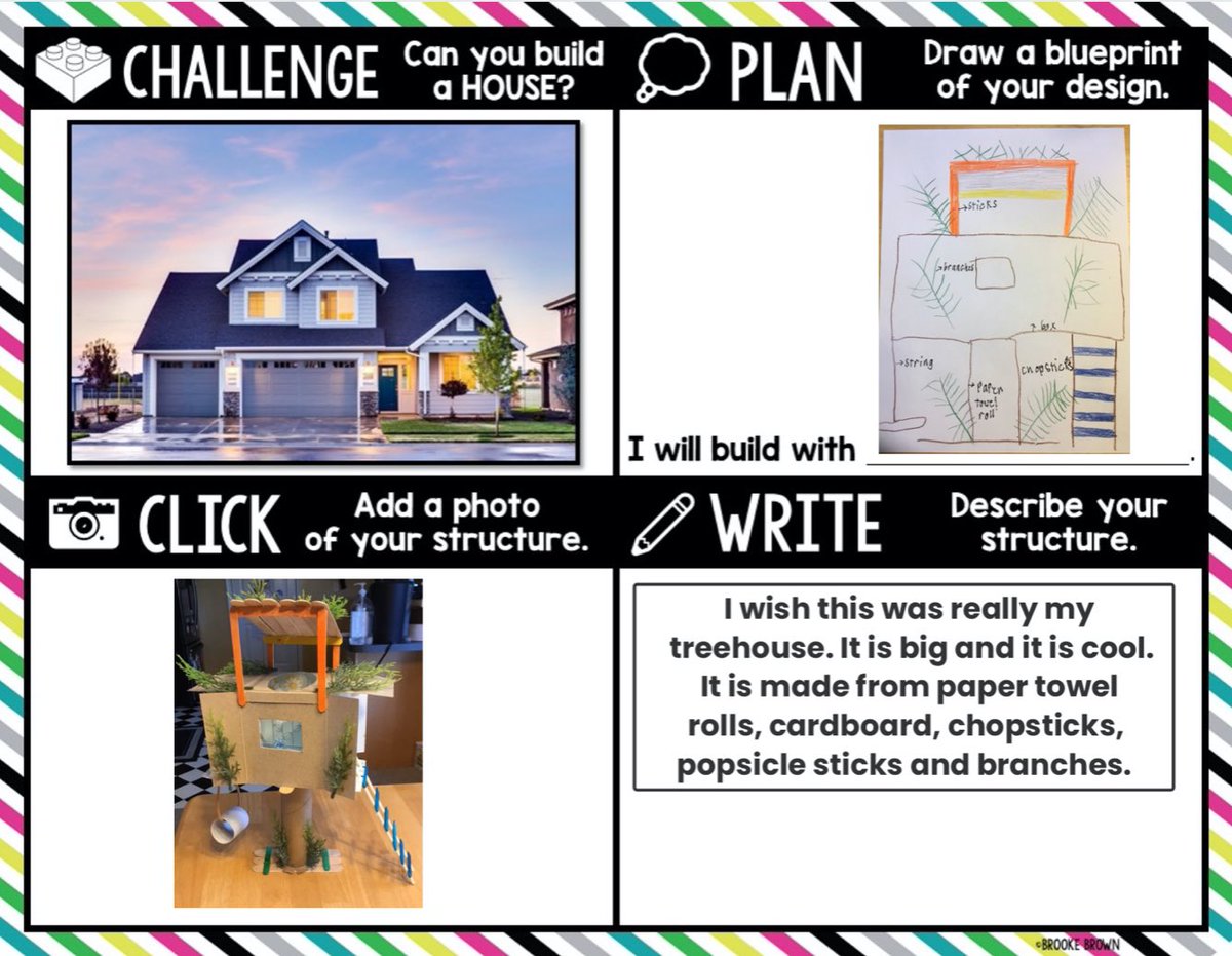 KStrelick2's tweet photo. We started virtual #STEMBins today and I am so blown away at the results!! Look how amazing these kiddos did! 🤩 Thank you @brookebrownTOTB for this awesome resource! #Hand2Mind #BCSconnectED #BerkCoSchoolsWV #RemoteLearning #MarlowePride https://t.co/pS3SMTbzAD