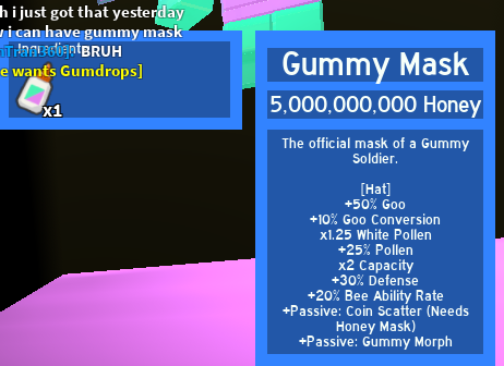 Gummy Mask Bee Swarm Simulator