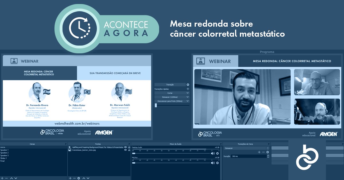 BrasilOncologia's tweet photo. Acontece Agora: o primeiro #webinar da semana para profissionais de #saúde! Transmissão online com qualidade proporcionando o encontro de #oncologistas para debater sobre #câncer #colorretal metastático: https://t.co/vSy2EkhE3t https://t.co/lFBgeZZ6K9
