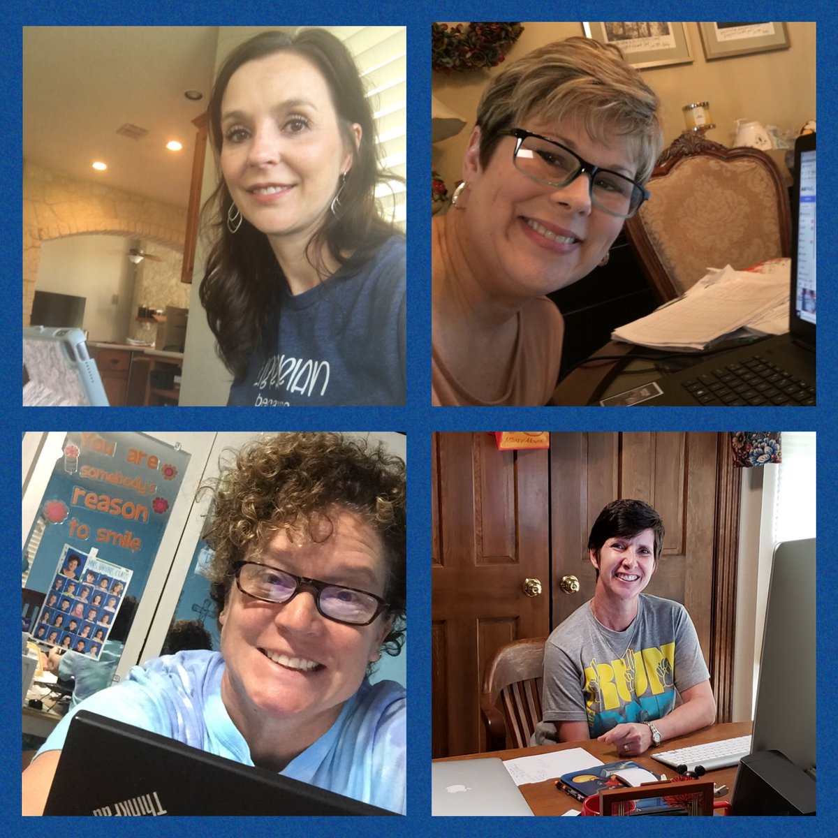 CiboloCreekES's tweet photo. We challenged our Cub teachers &amp; staff to take a photo while teaching from their home office &amp; to enter our contest to win fun prizes.  Congratulations to Coach Houck, Mrs. Canales, &amp; Mrs. Childs. They are today’s winners! #TeacherAppreciation #GreatThingsBoerneISD https://t.co/r85f13yK3G