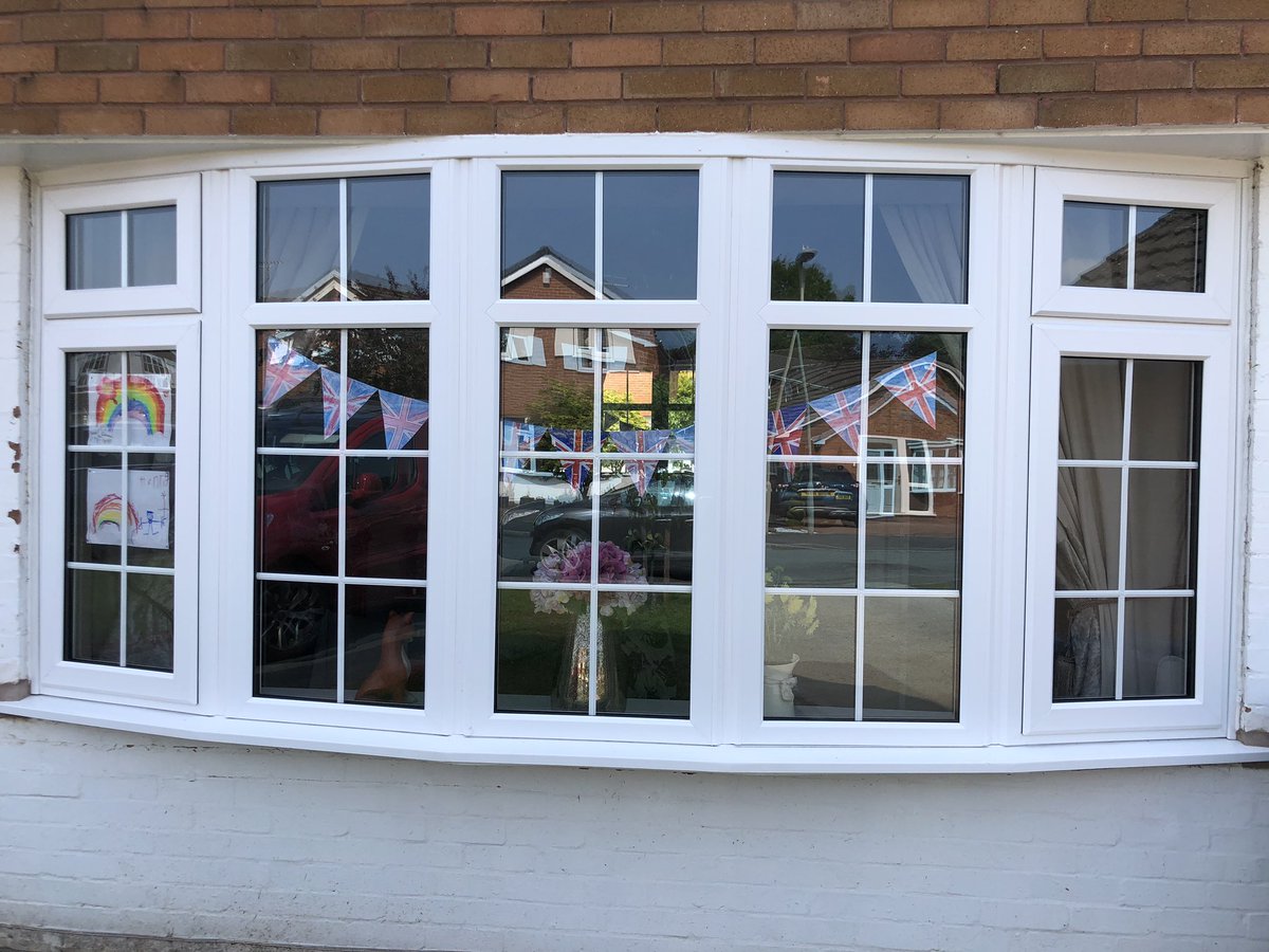 Kellyca41266738's tweet photo. These two coloured in the flag templates and made them into bunting for V.E day @MissHowes2 @MrMarshDawleyB1 https://t.co/t2F3AivO7J