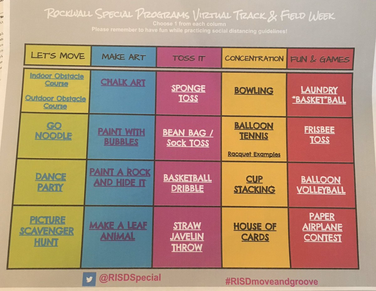 Virtual Track &amp; Field week is here! Check out all the fun ways to move and groove! #RISDmoveandgroove