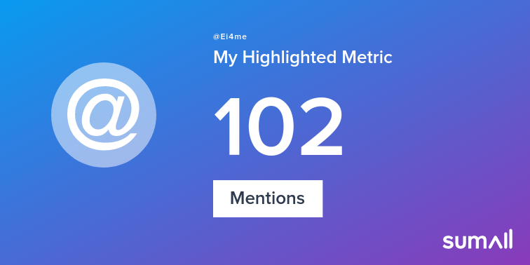 My week on Twitter 🎉: 102 Mentions. See yours with sumall.com/performancetwe…