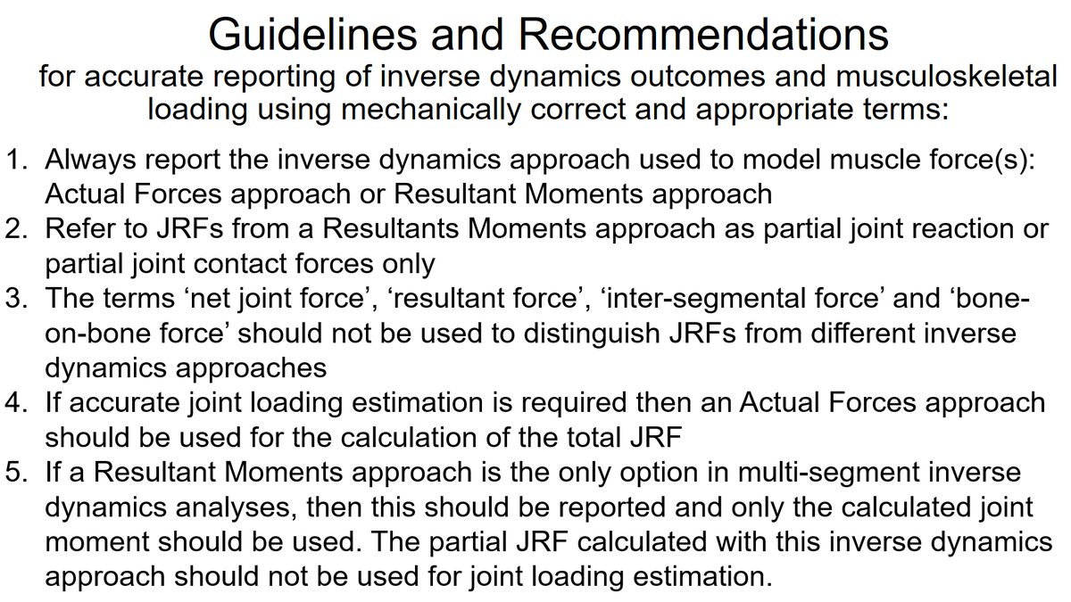 VBaltzopoulos's tweet photo. The main messages from my Inverse Dynamics &amp; joint loading #SportsBiomLS lecture in 4 condensed slides!

We must stop using the terms 'net', 'resultant', 'intersegmental' or 'bone-on-bone' to differentiate joint reaction forces.

Watch the lecture here: https://t.co/MHXzfbgjrb https://t.co/Ke1nSwg56j