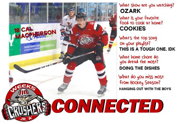 weekscrushers's tweet photo. 8 in a row! Shockingly enough, @CalMacPherson18 also does not like doing the dishes.
He’s our featured player on #crushersconnected today https://t.co/PeJEYa9Evl