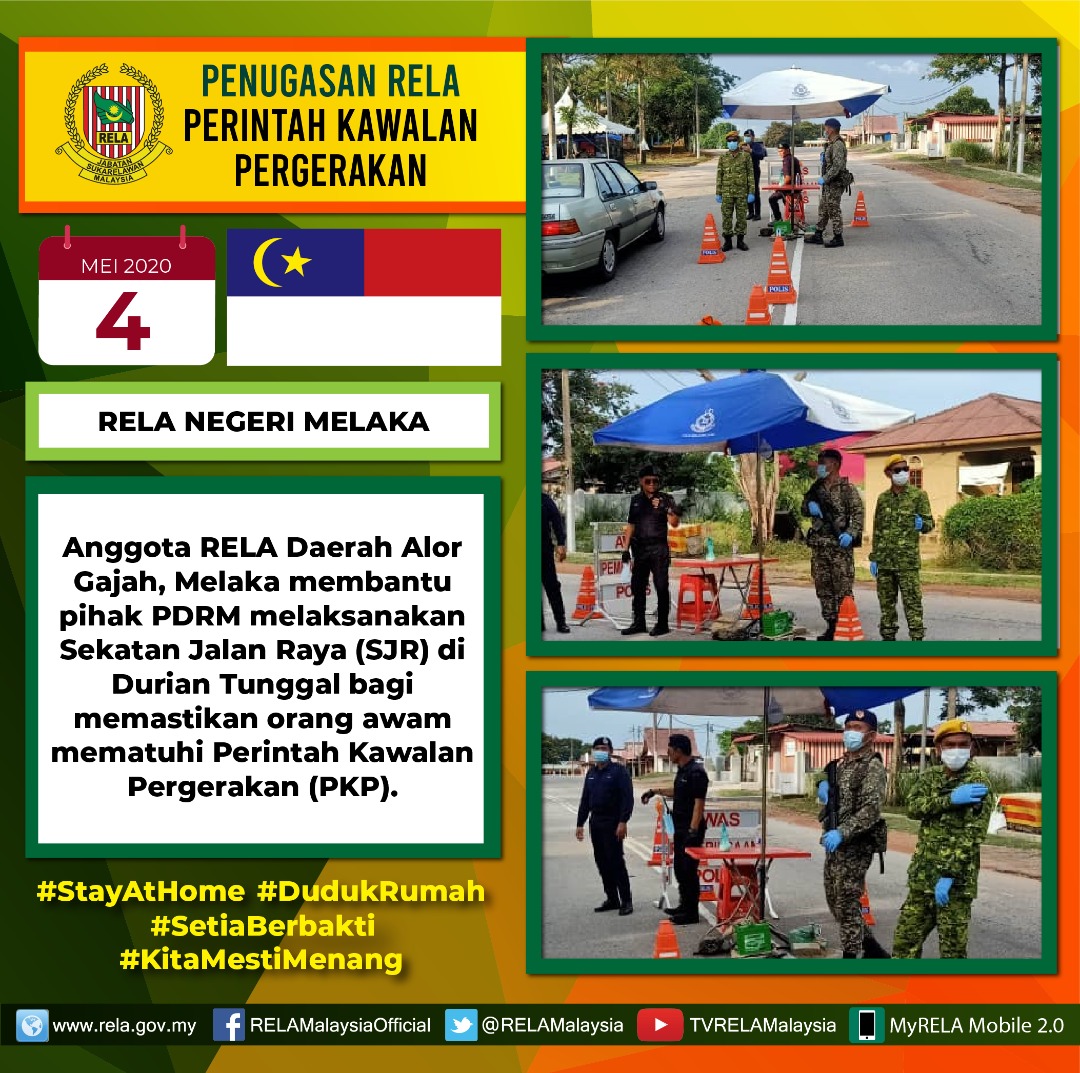 #COVID19
Antara penugasan pegawai dan anggota RELA di seluruh negara | 4 Mei 2020 
#SetiaBerbakti
#StrongerTogether
#StayAtHome  
#KitaMestiMenang
<a href="/JamilRakon/">Jamil Rakon</a>
<a href="/KDNPUTRAJAYA/">KDN🇲🇾</a> 
<a href="/kamarudin_rapig/">Kamarudin Mohd Rapig</a>