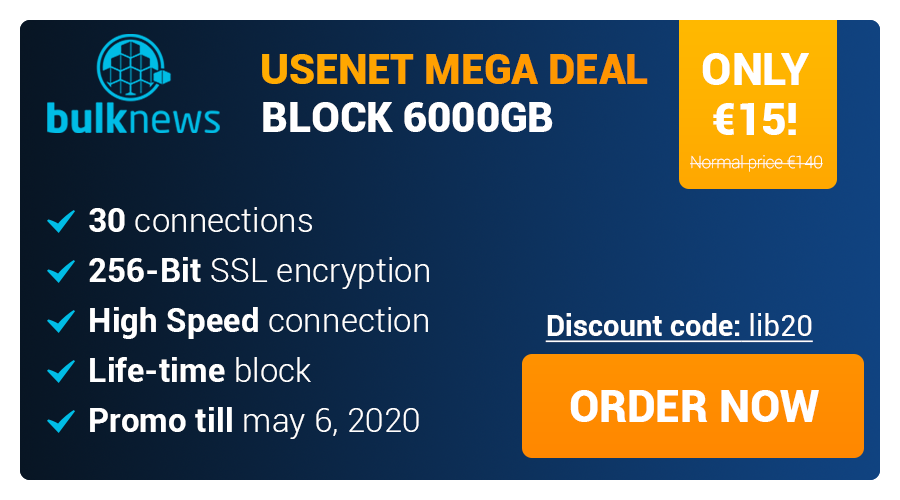 Bulknews's tweet photo. EXTENDED MEGA  #DEAL till 1.06.2020
Block 6000GB -> €15.00
Get the Cheapest #Usenet Block NOW!
https://t.co/y3VYZLnW8m https://t.co/lJJTnczxhc