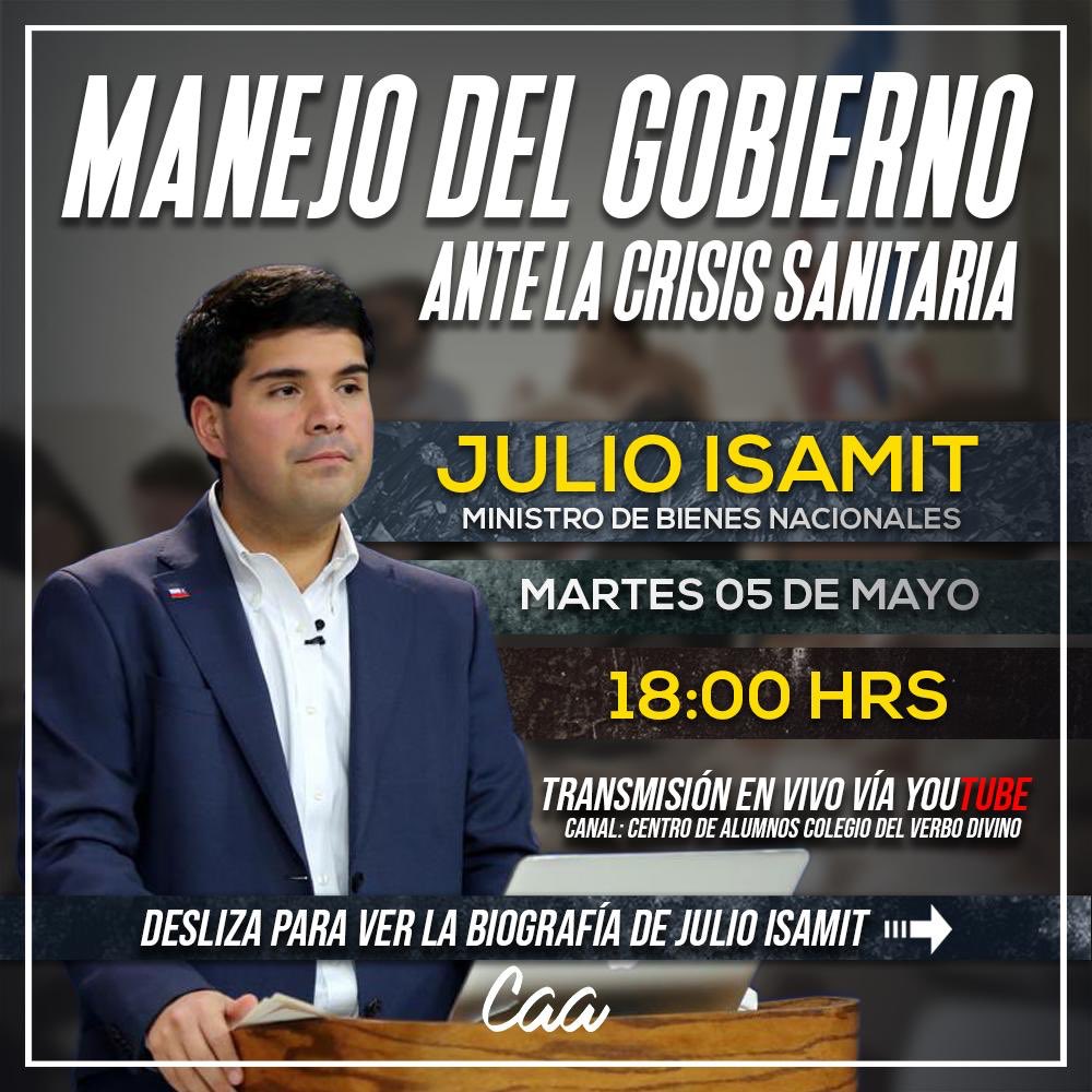caacvd's tweet photo. Mañana a las 18:00 horas tendremos una charla online junto al Ministro de Bienes Nacionales, Julio Isamit, donde hablaremos sobre el manejo del gobierno durante la crisis sanitaria.
Estan todos invitados.
Los esperamos! https://t.co/H2Nsynmizj