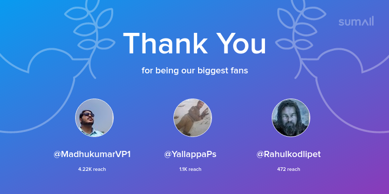 akki_rotti1's tweet photo. Our biggest fans this week: MadhukumarVP1, YallappaPs, Rahulkodlipet. Thank you! via https://t.co/8nGNDZFDKQ https://t.co/0yKwRgmuxp