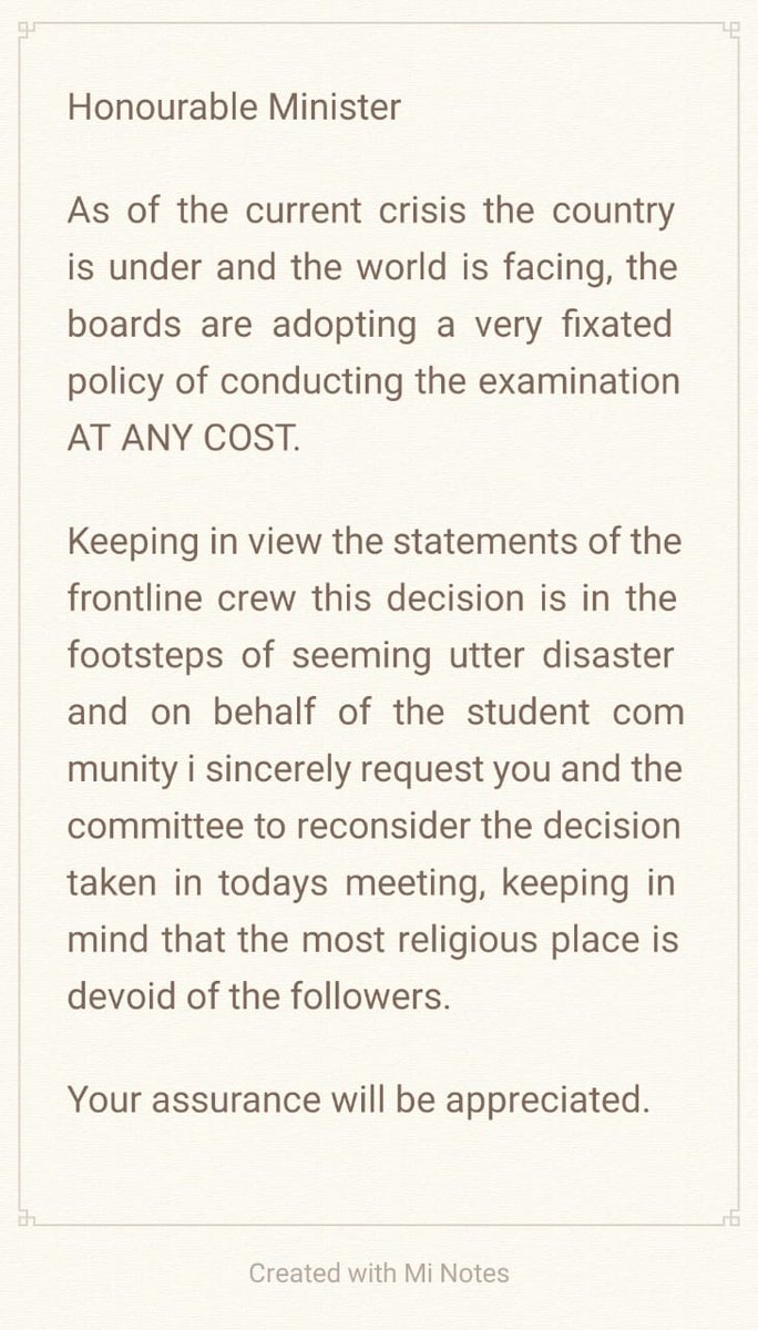 Haideri_Tweets's tweet photo. @Shafqat_Mahmood @FDEGOPOfficial @ICT_PEIRA @mo_fept @FBISEOfficial and other plz consider this request from student community.
Retweet this!
#CallOffBoardExam https://t.co/eTCnM0Zg2k