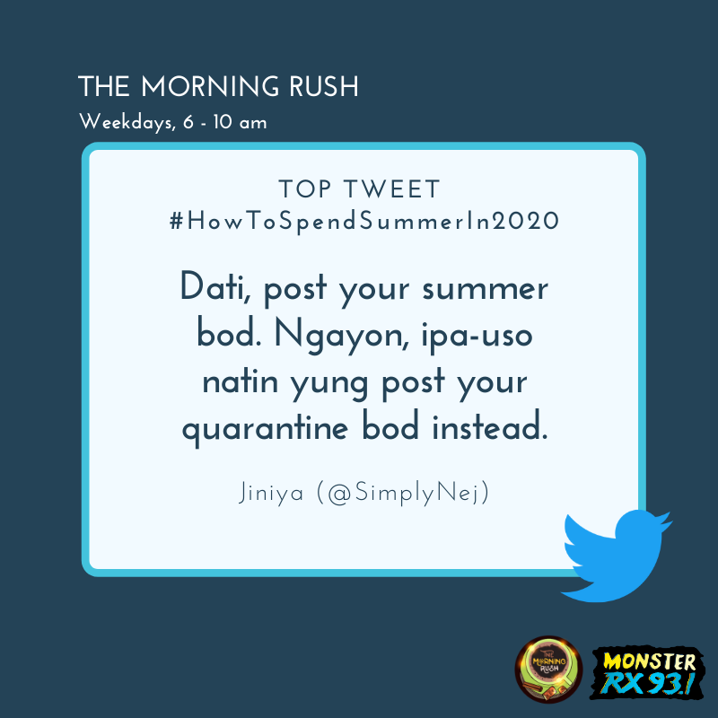 RX931's tweet photo. #HowToSpendSummerIn2020 from @SimplyNej
#TheMorningRush #Quaran10 https://t.co/27Dud4xB2z