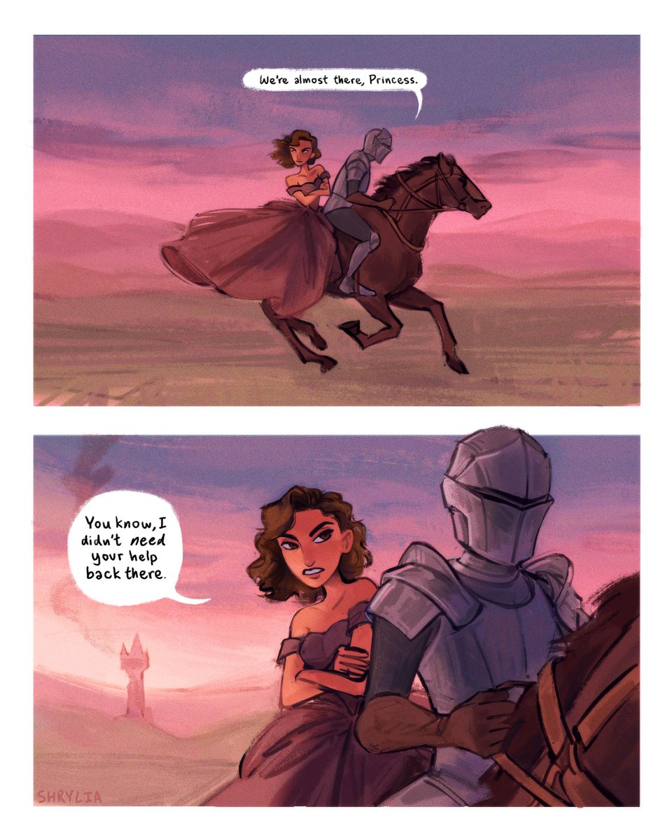 Princess & knight meet cute! Wanted to try drawing a comic :) 