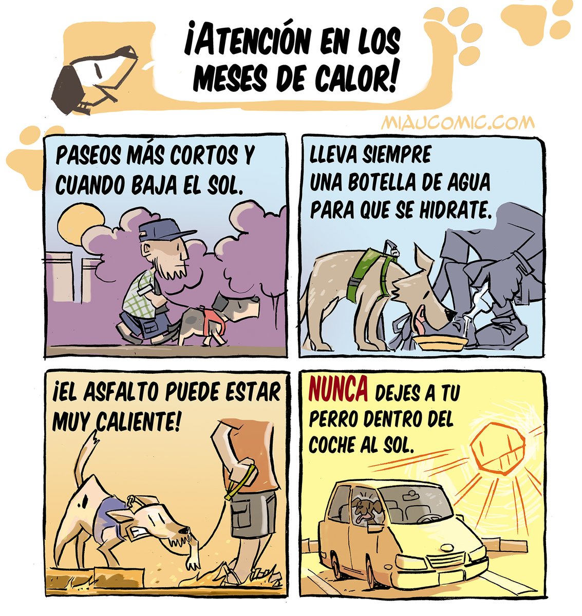 miaucomic's tweet photo. Como empieza el calor comparto estos consejos sobre el tema para los paseos con vuestros perretes que ilustre en el calendario solidario de la prote. (la verdad es que lo he visto que lo comentaba @melisatuya y me he acordado) https://t.co/KTKJ32XJx3
