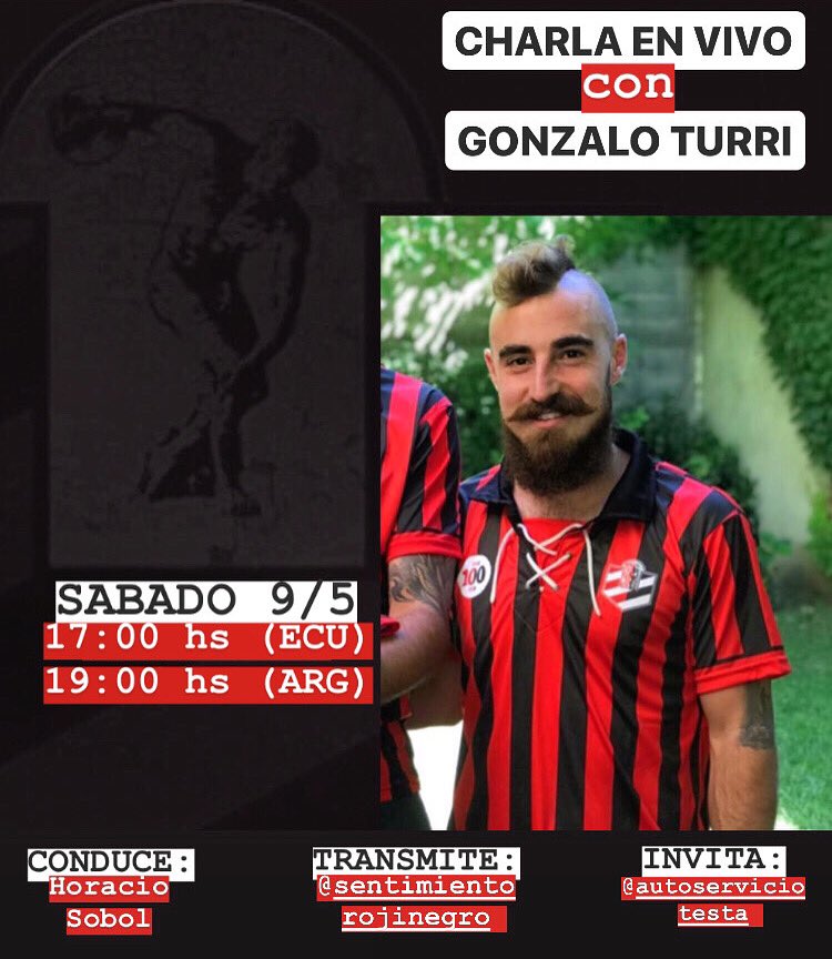 SentimientoRyN's tweet photo. VIVOS ROJINEGROS 

Desde Cuenca, Ecuador charlamos con Gonzalo Turri, jugador de Deportivo Gloria surgido en nuestra cantera ⚽️.

Esperamos que este encuentro sea el primero de muchos!

🗓 Sábado 9 de Mayo
⏰ 17:00 hs🇪🇨 - 19:00 hs🇦🇷
📍 En vivo por Instagram https://t.co/JlrsoakLWb