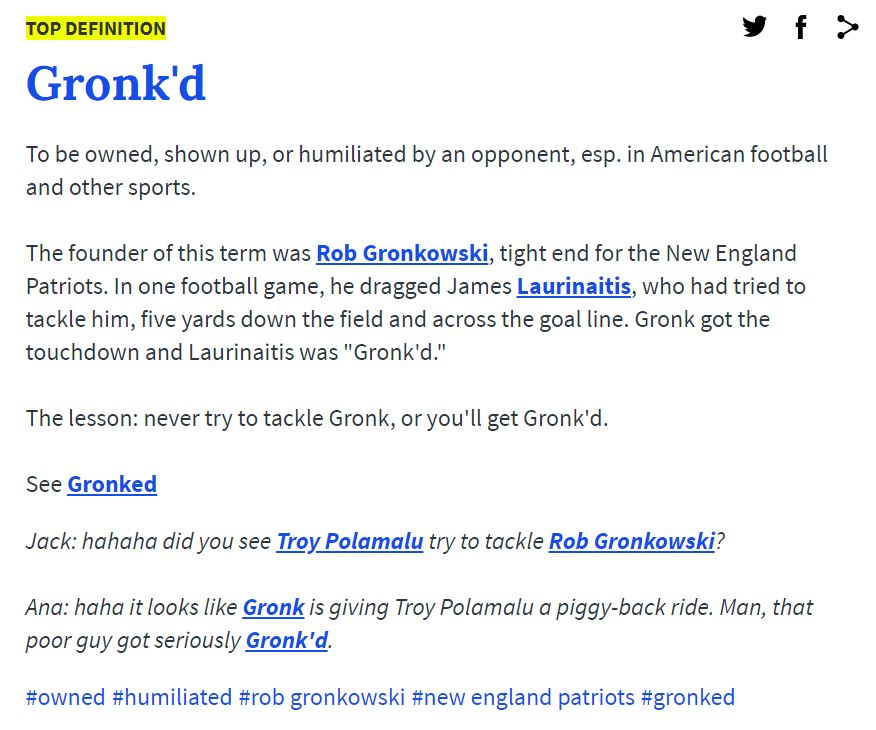 Only In Boston On Twitter What Gronk D Means On Urban Dictionary