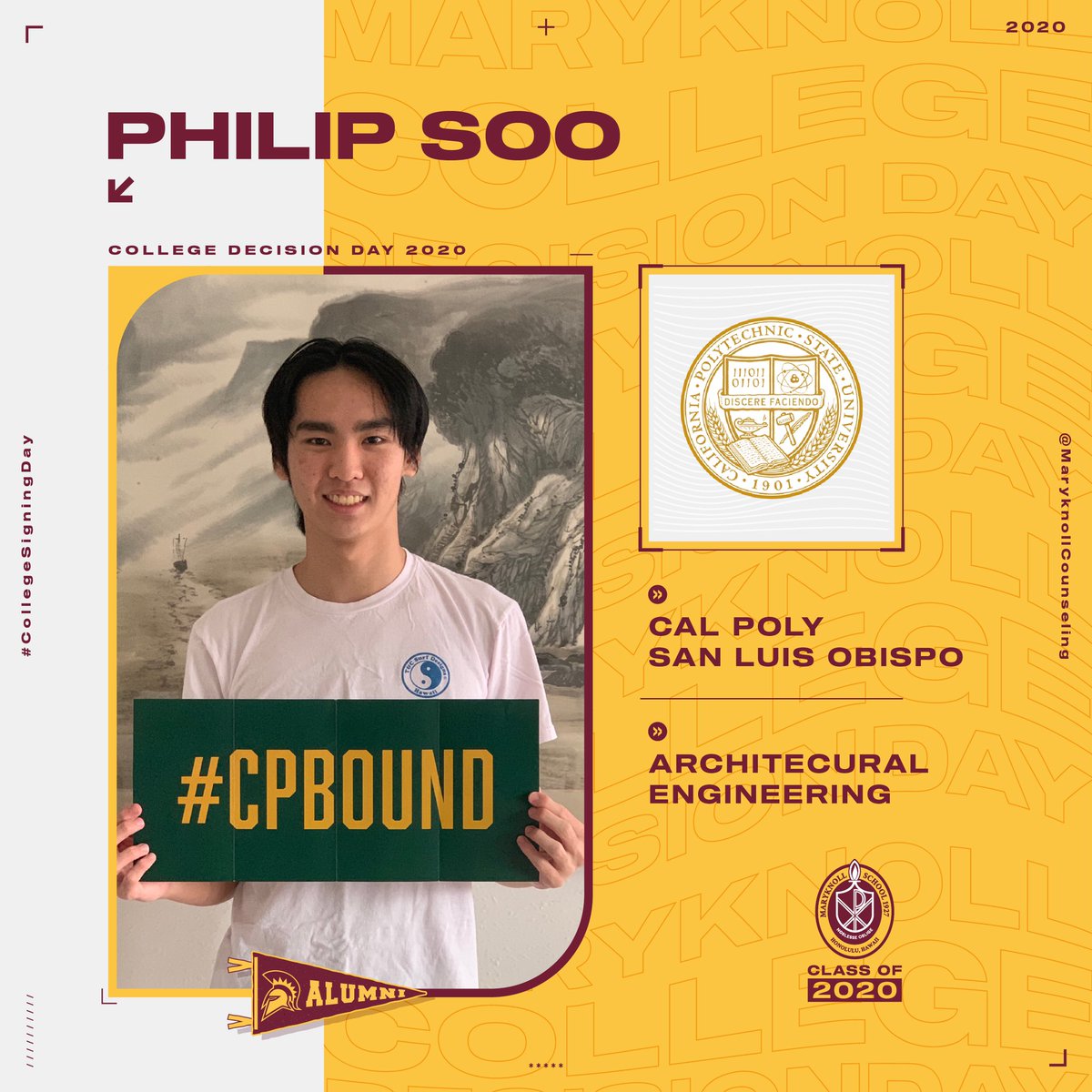 MaryknollCG's tweet photo. @bettermakeroom for Philip @cal_poly 

We are so proud of you and cannot wait to see how you make your mark on this world.

#spartanstrong #mymaryknollexperience 
#maryknollalumni #maryknollcg #collegesigningday #reachhigher https://t.co/42H38KzlKj