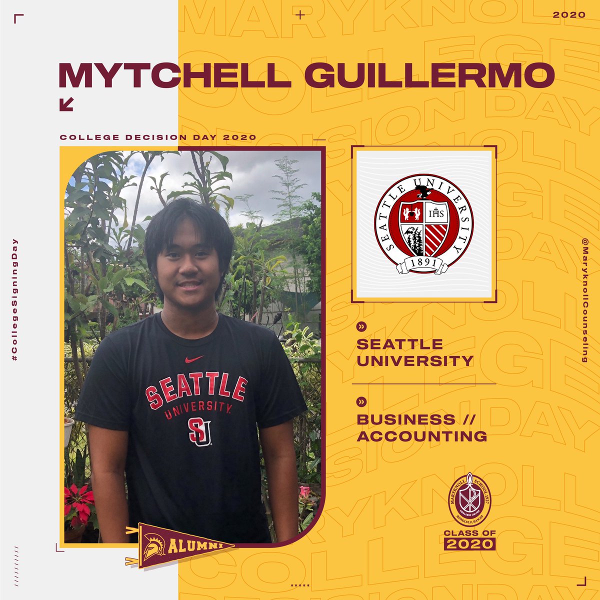 MaryknollCG's tweet photo. @bettermakeroom for Mytchell @seattleu 

We are so proud of you and cannot wait to see how you make your mark on this world.

#spartanstrong #mymaryknollexperience 
#maryknollalumni #maryknollcg #collegesigningday #reachhigher https://t.co/4rdSZBxl0q