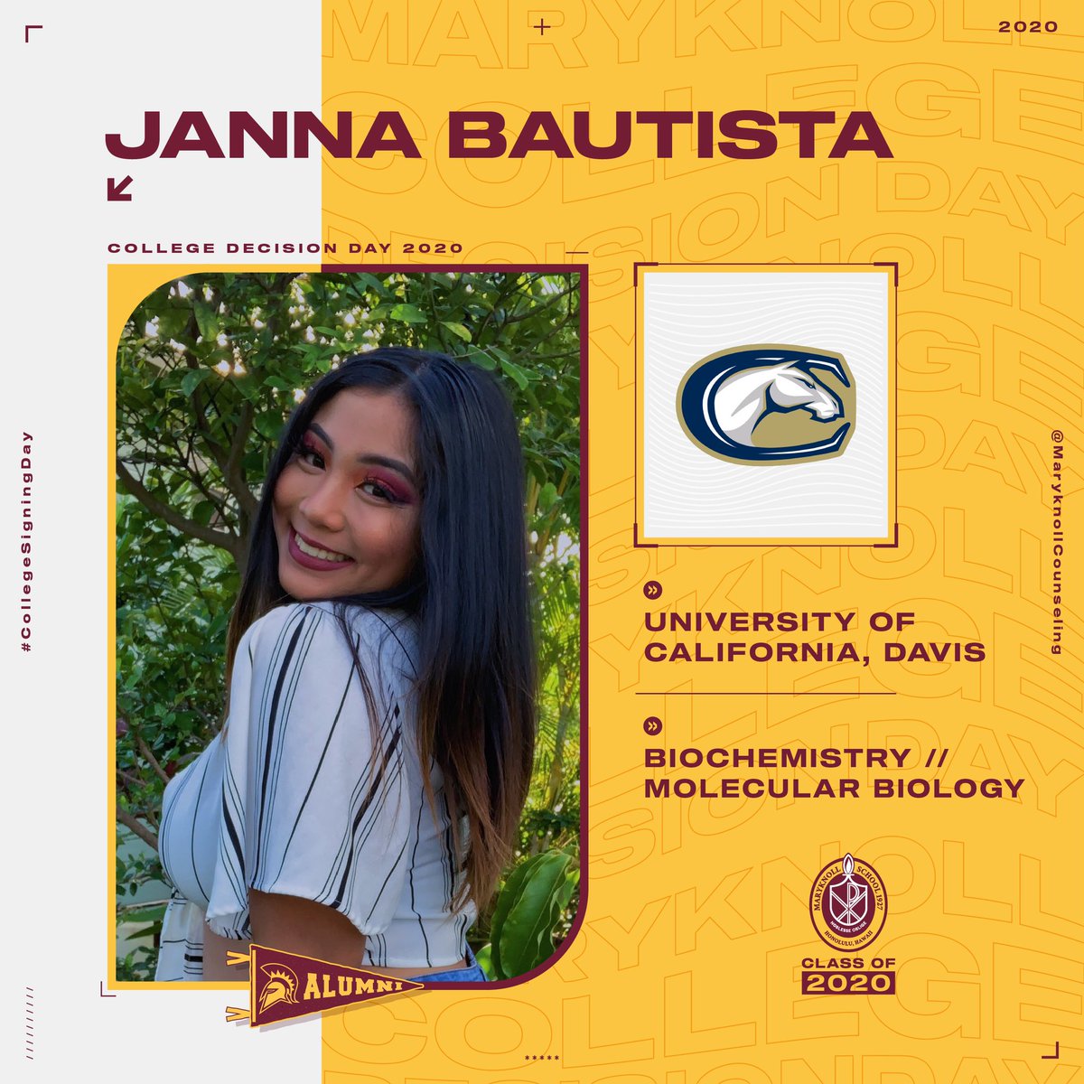 MaryknollCG's tweet photo. @bettermakeroom for Janna @ucdavis 

We are so proud of you and cannot wait to see how you make your mark on this world.

#spartanstrong #mymaryknollexperience 
#maryknollalumni #maryknollcg #collegesigningday #reachhigher https://t.co/dxnzD5mBYg