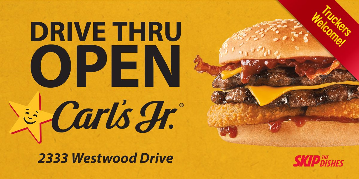 We are proud to support local partners, like <a href="/CarlsJrCA/">carlsjrca</a> in Prince George. Their drive thru is open and truck drivers are welcome! Don't forget, they're on Skip!
#SupportPG | #NorthernUprising