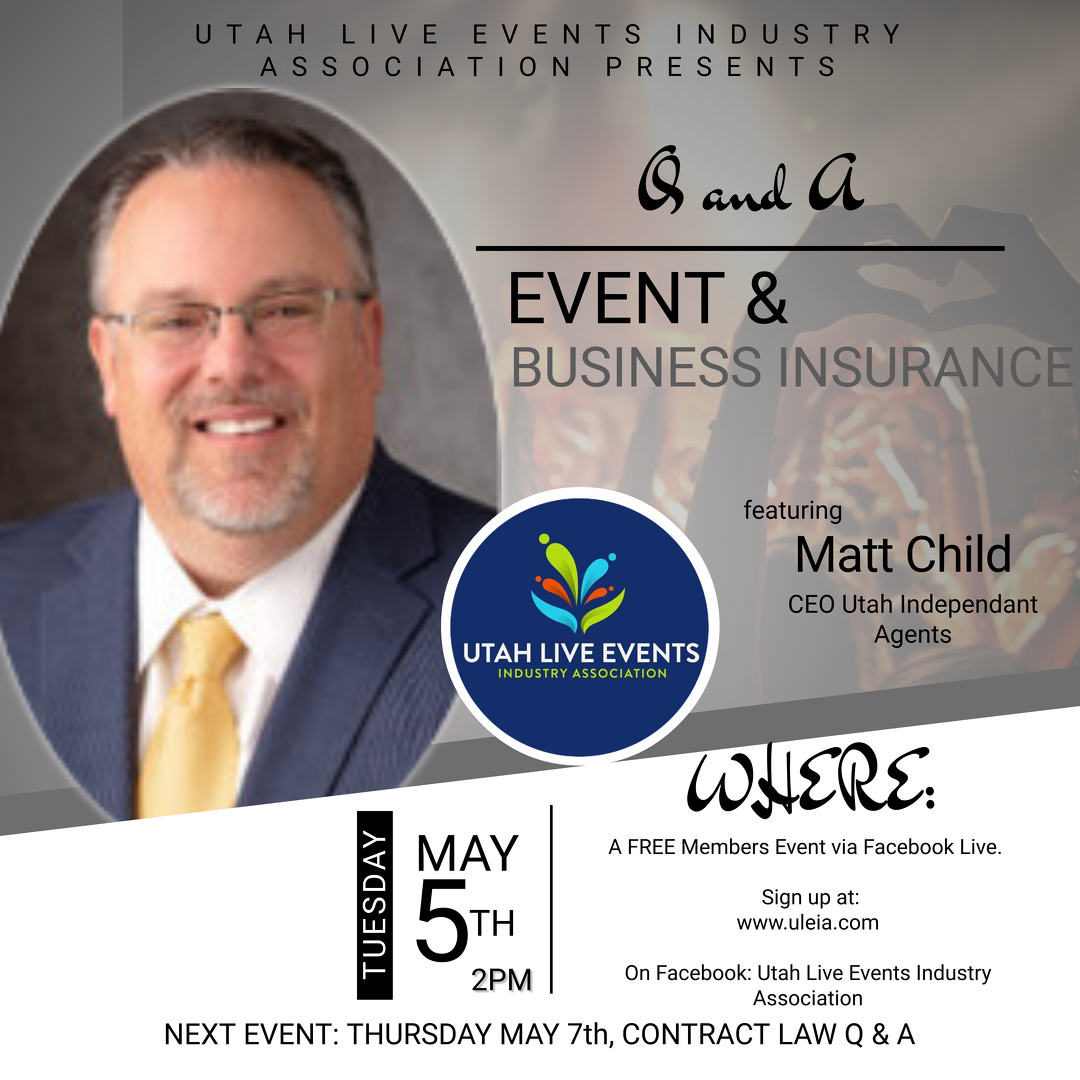 ULEIA2's tweet photo. TOMORROW: INSURANCE QnA Ft Matt Child, CEO Utah Independent Agents #toomanytoofail #uleia #uleileadstheway #utahsmallbusinesses #utahevents #lifeelevated #SaltLakeCity #utah #liveentertainment https://t.co/Xys1Jj7TzH