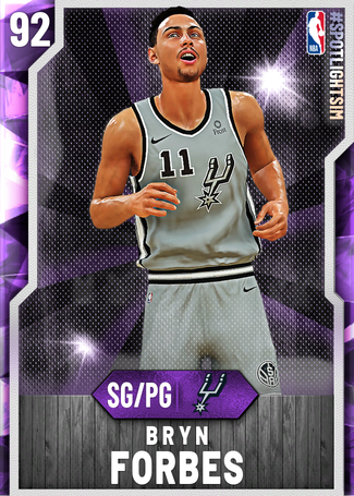 2KballerEd's tweet photo. @2 is Bryn Forbes. This is my personal favorite amethyst card in the game. I put a diamond contract on him so I could use him every game. His shot is super easy to green &amp; also has HOF range extender. This is basically poor mans steph curry but Bryn’s card can dunk https://t.co/bxHnbVmAvs