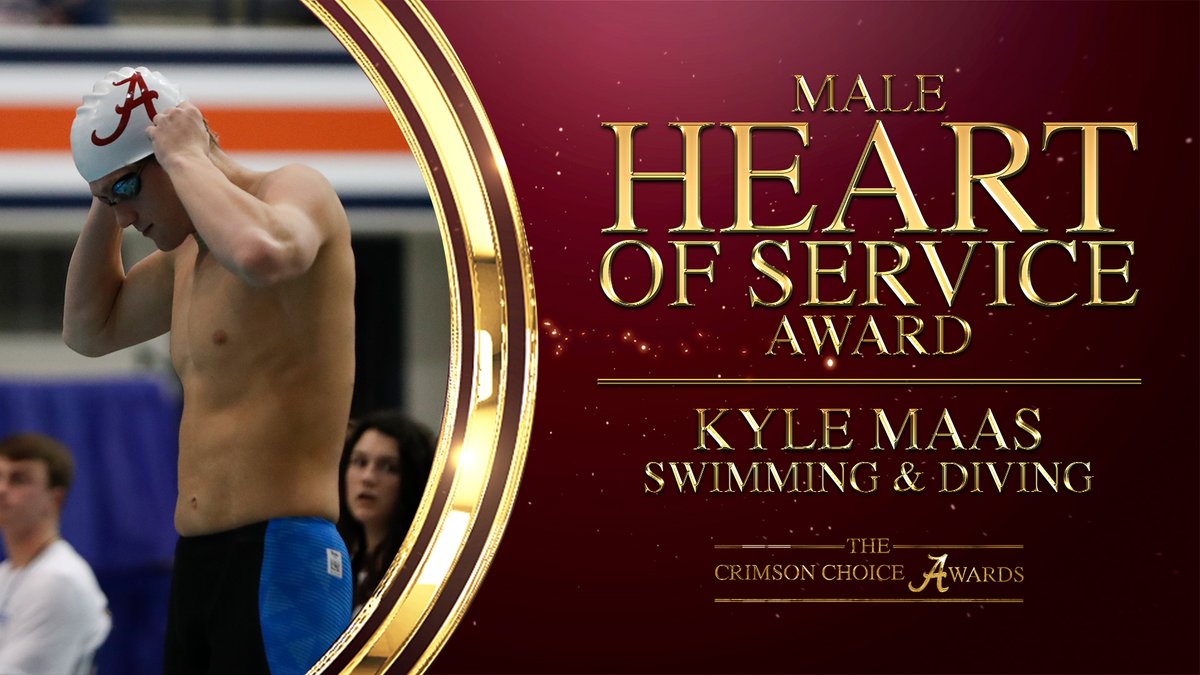 The Men’s Heart of Service goes to <a href="/AlabamaSwimDive/">Alabama Swim & Dive</a>’s Kyle Maas.

#CCAwards2020 #StillTideTogether #RollTide