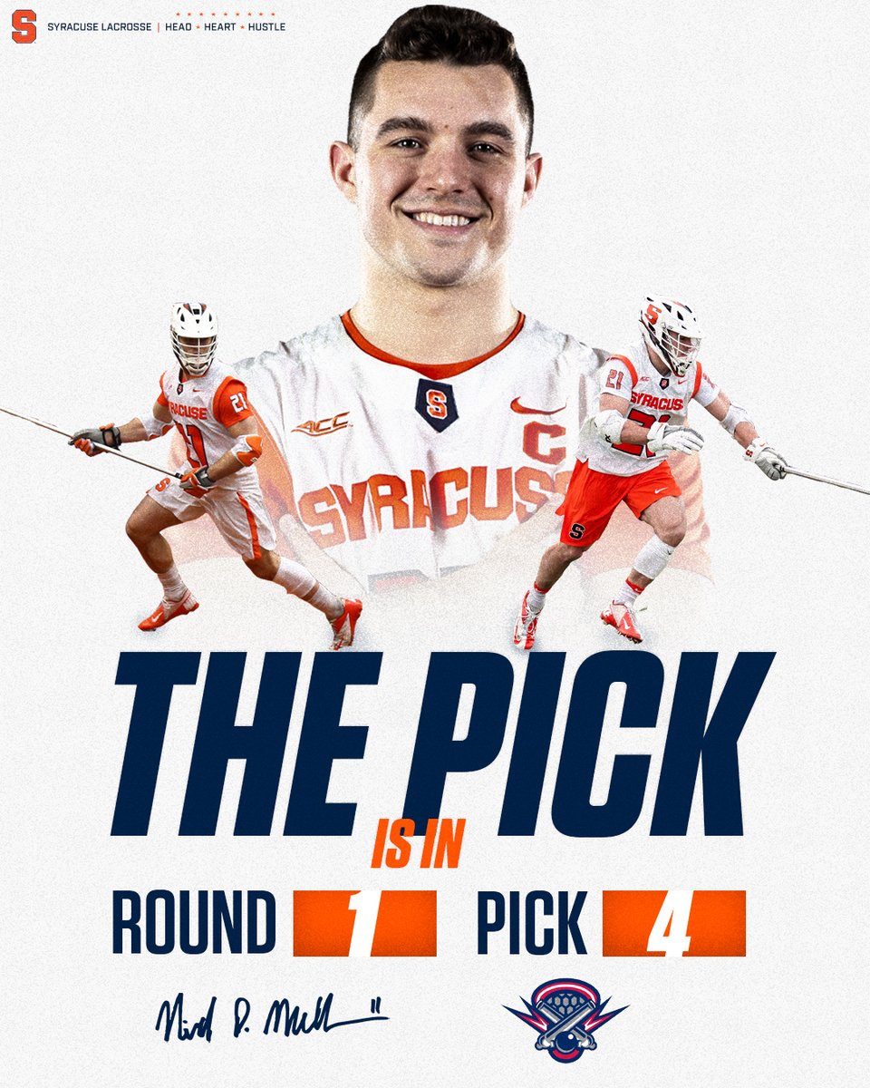 Syracuse Men’s Lacrosse (@cusemlax) on Twitter photo He's shipping up to Boston. <a href="/NMellen17/">Nick Mellen</a> has been taken fourth overall by the @BostonCannons.
He's the 64th selection out of Syracuse all-time, most of any school in the #MLLDraft He's shipping up to Boston. <a href="/NMellen17/">Nick Mellen</a> has been taken fourth overall by the @BostonCannons.
He's the 64th selection out of Syracuse all-time, most of any school in the #MLLDraft
