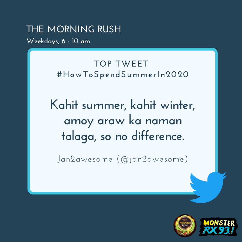 RX931's tweet photo. #HowToSpendSummerIn2020 from @jan2awesome
#TheMorningRush #Quaran10 https://t.co/e9T5nvF5E6