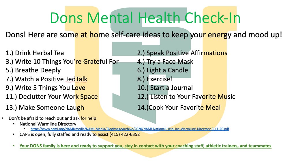 USFDonsAP's tweet image. Dons Mental Health Check-In #2
