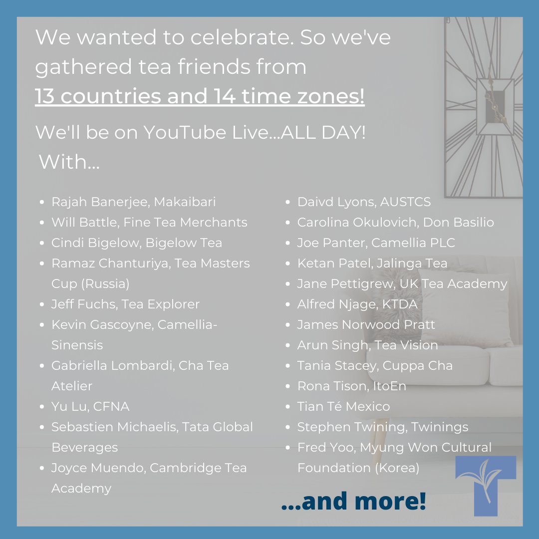 In celebration of International Tea Day on May 21st we will be hosting SofaSummit. Interviews with a number of industry leaders will be streaming live, all day long, on our YouTube channel. #InternationalTeaDay #May21 #BrewCrew #TeaMakesEverythingBetter buff.ly/3bHCzW3